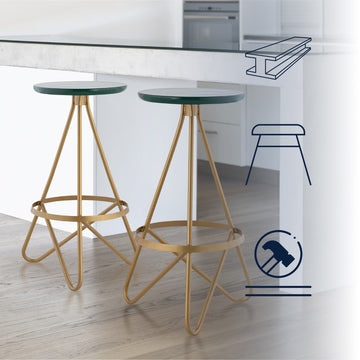 Spiroa 30" Modern Industrial Metal Backless Circular Bar Stool - JONATHAN Y